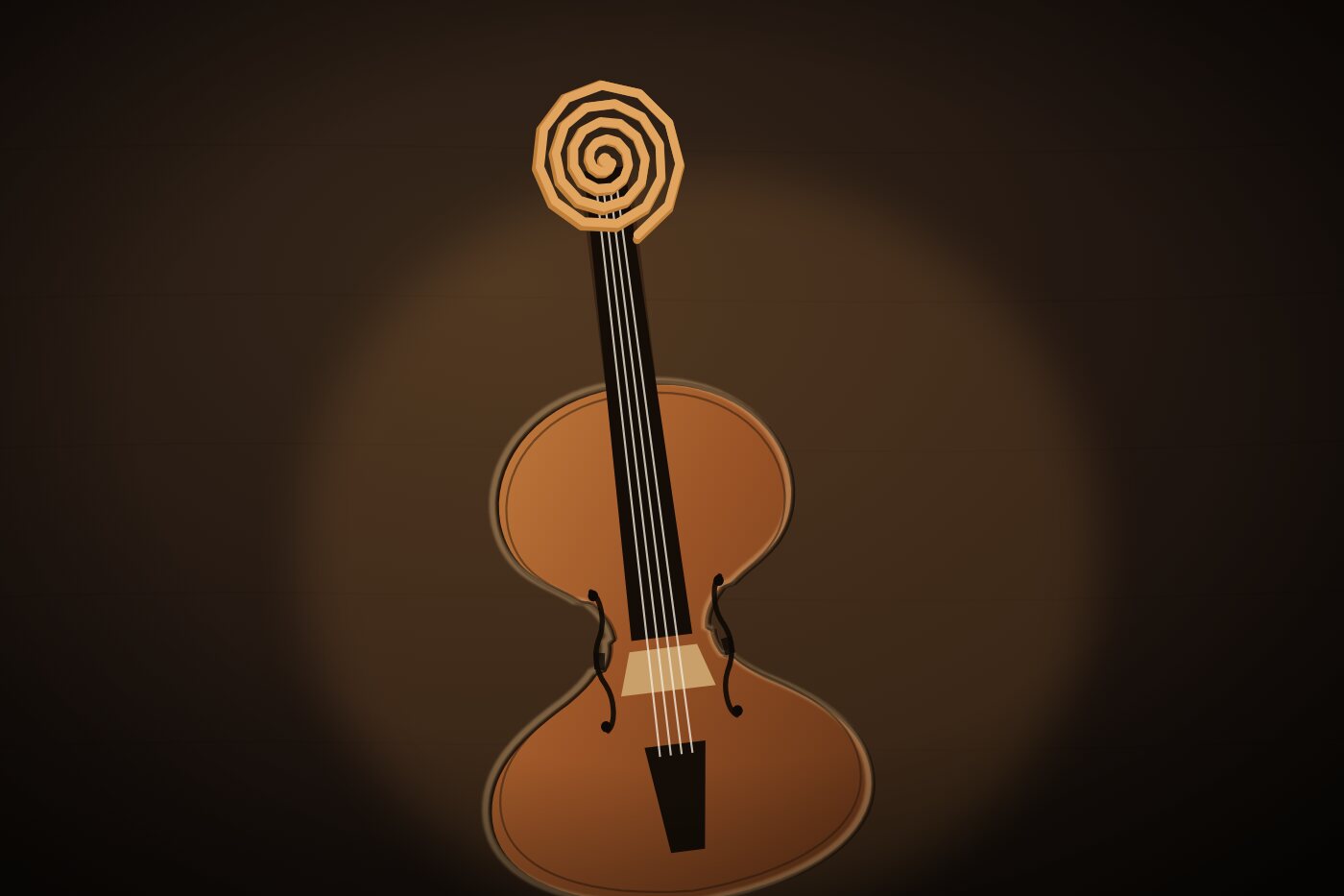 Handcrafted cello in three-quarter view in a traditional workshop