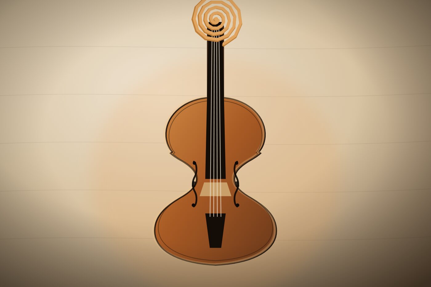 Handmade viola with a broad body and warm varnish, front view